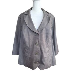 Lane Bryant Size 20 Brown Lightweight Blazer 3/4 Sleeve Classic Plus